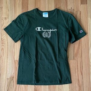 Champion Club T Shirt Mens Small Green Embroidered Spell Out Logo Athleisure